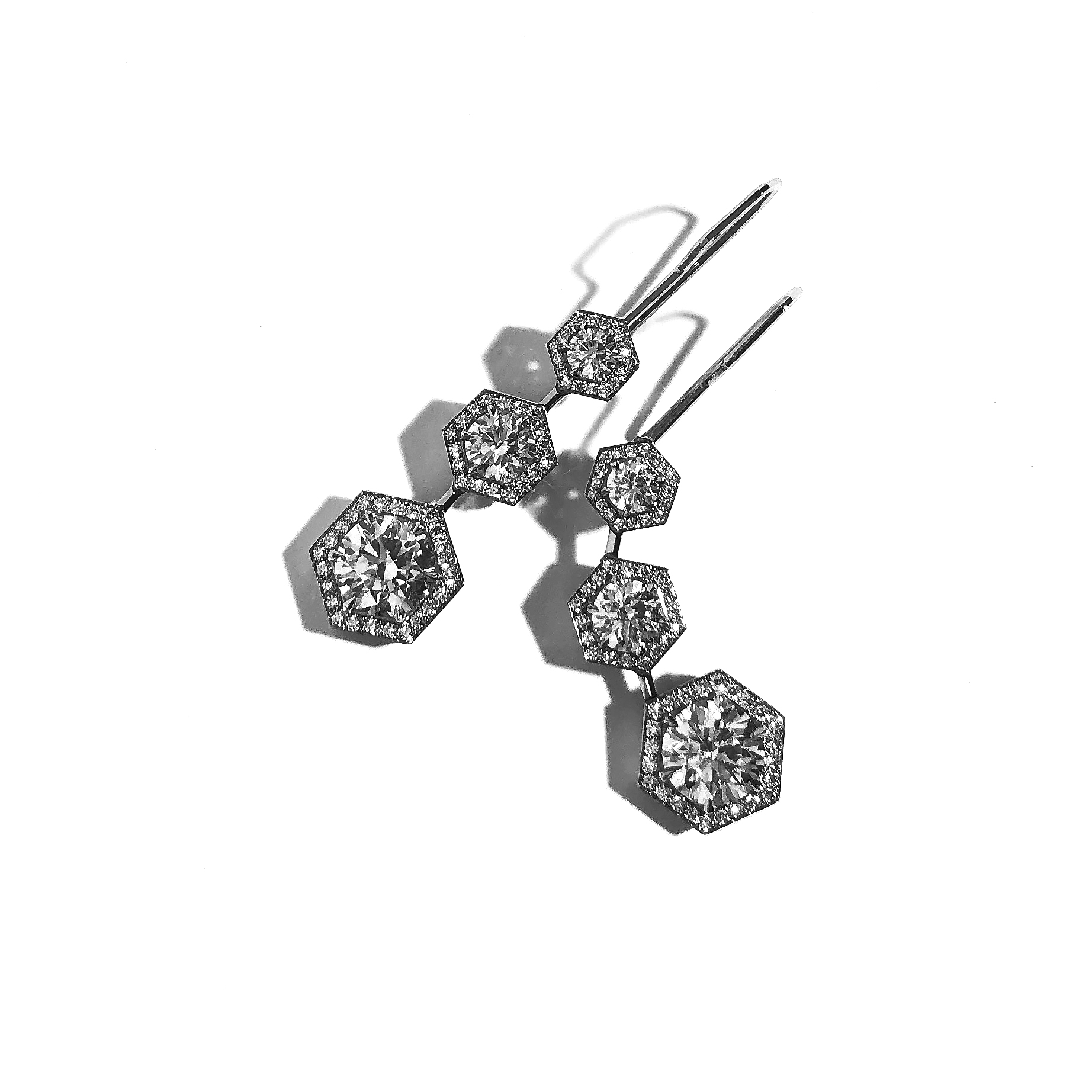 Hex Diamond Pendant Earrings by Geoffrey Good