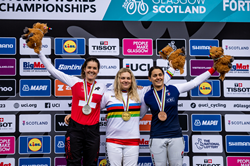 Monster Energy's Camille Balanche Takes Second Place in the Elite Women's Division at the UCI Mountain Bike World Championships 2023 in Scotland